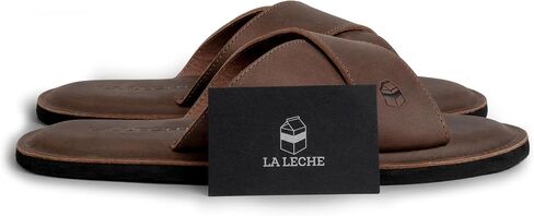 La Leche, The Wanderer Sandals, Slide Sandals with Soft Cushion, Indoor and Outdoor Shoes, Full Grain Leather & Memory Foam, Handmade in Kuwait