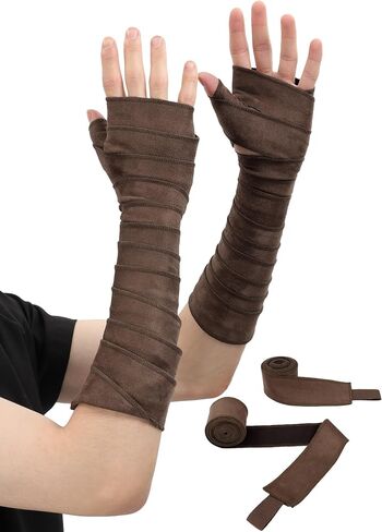 FURPHI Medieval Hand Wraps Renaissance Faux Suede Bracers LARP Halloween Cosplay Costume Accessories in Saudi Arabia