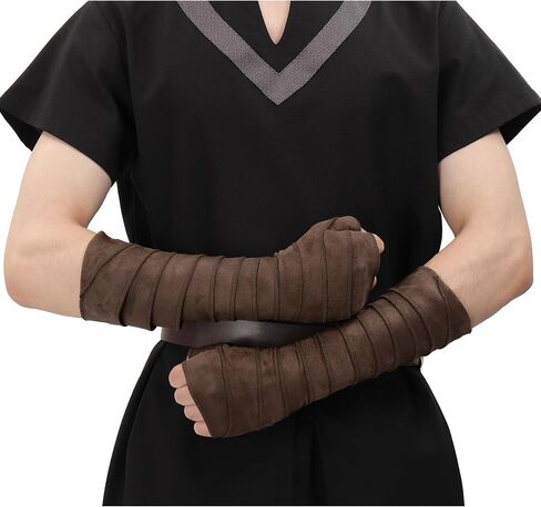 FURPHI Medieval Hand Wraps Renaissance Faux Suede Bracers LARP Halloween Cosplay Costume Accessories in Saudi Arabia