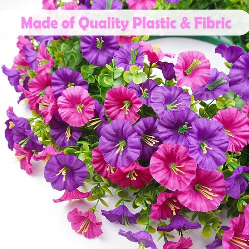 Summer Wreaths for Front Door, 21 Inch Artificial Morning Glory Boxwood Wreaths for Door Window Wall, Outdoor Spring Summer Wreath Weatherproof, Floral Porch Decor for All Season Purple Red in Saudi Arabia