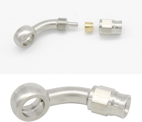 Stainless Steel 45 Degree Brake Hose End Fitting Banjo Eye Hole Diameter 10.2mm M10 to AN3 PTFE Brake Hose Line With Brass Olive in Saudi Arabia