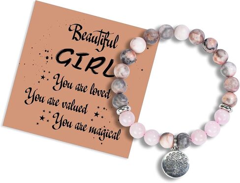 Happy Birthday Bracelet for Women, Natural Stone 8mm Beaded Bracelets for Her Granddaughter Gifts in Saudi Arabia