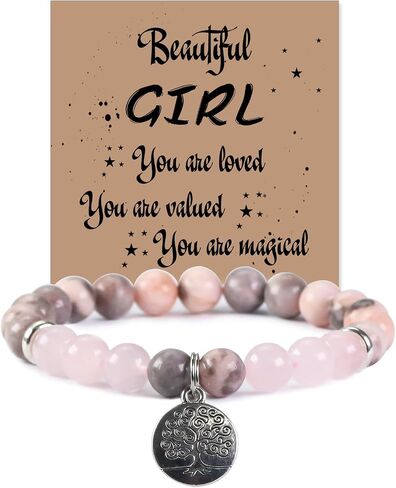 Happy Birthday Bracelet for Women, Natural Stone 8mm Beaded Bracelets for Her Granddaughter Gifts in Saudi Arabia