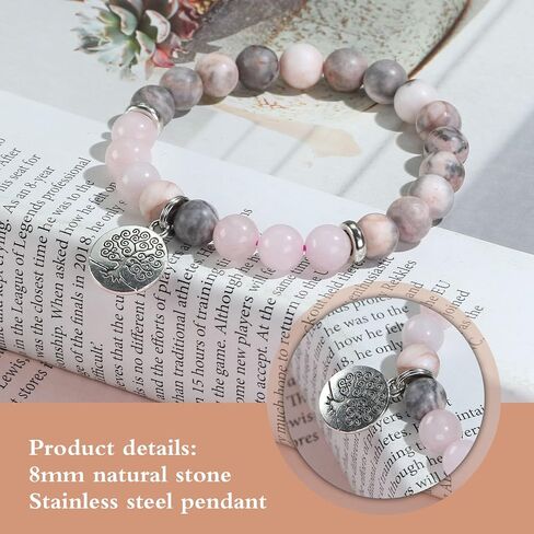 Happy Birthday Bracelet for Women, Natural Stone 8mm Beaded Bracelets for Her Granddaughter Gifts in Saudi Arabia