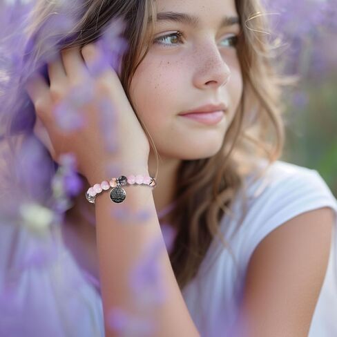 Happy Birthday Bracelet for Women, Natural Stone 8mm Beaded Bracelets for Her Granddaughter Gifts in Saudi Arabia