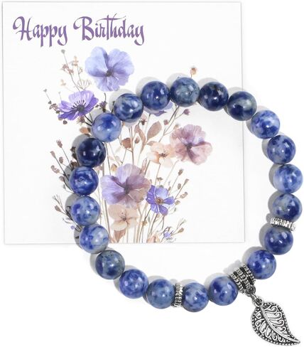 سوار عيد ميلاد سعيد للنساء ، الحجر الطبيعي 8 ملم من الأساور المخرمة لهدايا حفيدتها in Kuwait