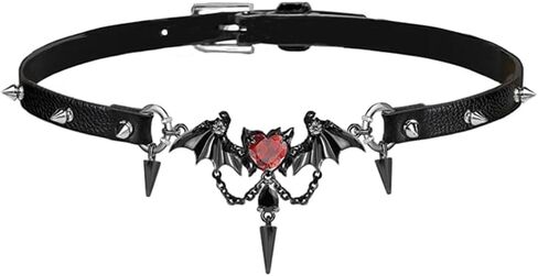 من المألوف من الجلد الأسود ذي طوق القوطية القوطية الجناحين طوق البانك قلادة قلادة أنثى in Kuwait