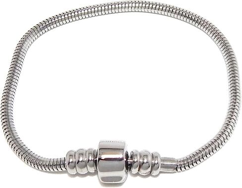 Stainless Steel Starter Charm Bracelet Barrel Snap Clasp Unscrew END Fits Pandora Charms in Kuwait