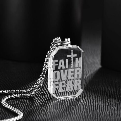 3D Crystal Photo Necklace Engraved Pendant for Women Men Religious Gift Christian Symbol of Hope and Faith Jewelry in Kuwait