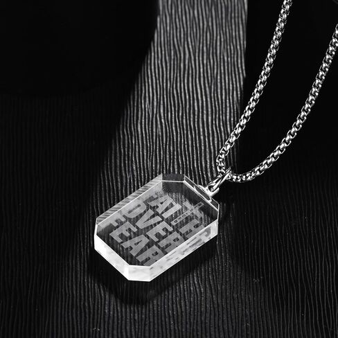 3D Crystal Photo Necklace Engraved Pendant for Women Men Religious Gift Christian Symbol of Hope and Faith Jewelry in Kuwait
