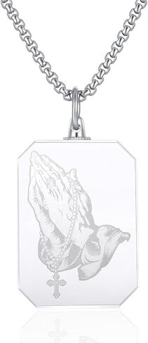 3D Crystal Photo Necklace Engraved Pendant for Women Men Religious Gift Christian Symbol of Hope and Faith Jewelry in Kuwait
