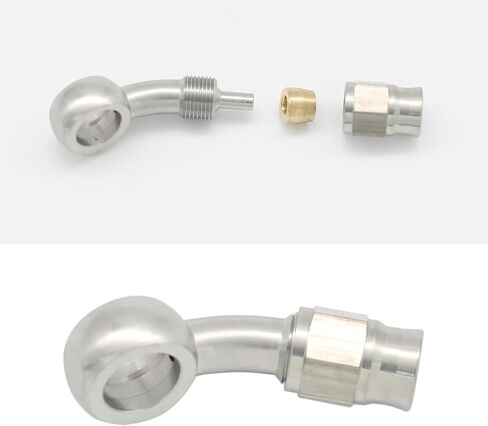 Stainless Steel 45 Degree Brake Hose End Fitting Banjo Eye Hole Diameter 10.2mm M10 to AN3 PTFE Brake Hose Line With Brass Olive in Saudi Arabia