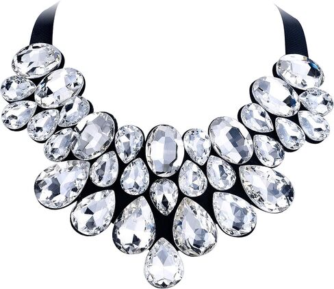 Flyonce Rhinestone Statement Necklace Chunky Choker Crystal Costume Jewelry for Women in Saudi Arabia