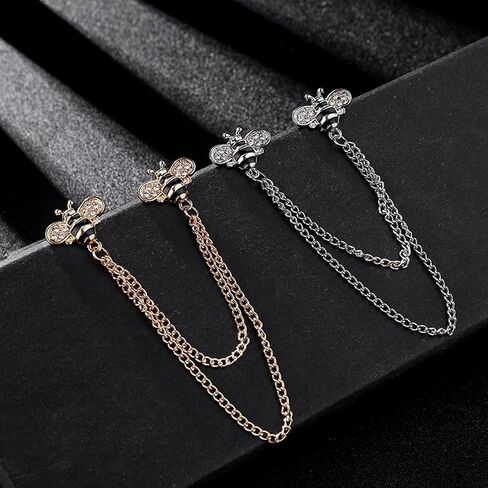 Vintage Men's Brooch,Bee Animal Chain brooch,Suit Pin Badge Hanging Chains Collar Brooches,Husband Boyfriend Valentine's Day Anniversary Birthday Gift ﻿ in Saudi Arabia
