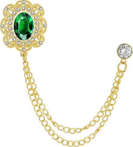 Fashion Gold Brooch for Men Suit,Oval Crystal lapel Pin Jewelry, Mens Suit Accessories Suitable for Wearing on Business,Father's Day,Birthday,Wedding,Party. in Saudi Arabia
