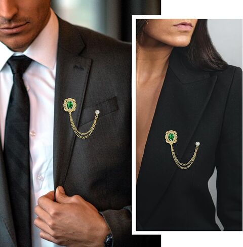 Fashion Gold Brooch for Men Suit,Oval Crystal lapel Pin Jewelry, Mens Suit Accessories Suitable for Wearing on Business,Father's Day,Birthday,Wedding,Party. in Saudi Arabia