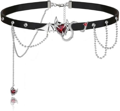 Fashionable black leather collar Gothic personality wing collar punk style pendant female choker in Saudi Arabia