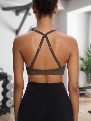 V-Neck Halter Sports Bras for Women 3Pack, Adjustable Cross-Back Straps, Medium-Impact Support for Yoga Gym Daily Wear in Saudi Arabia