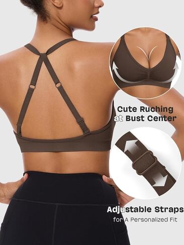 V-Neck Halter Sports Bras for Women 3Pack, Adjustable Cross-Back Straps, Medium-Impact Support for Yoga Gym Daily Wear in Saudi Arabia