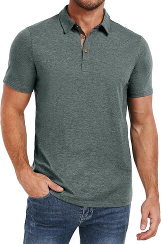 PEGENO Mens Polo Shirts Short Sleeve Casual Cotton Golf Shirts Performance Polo Shirts for Men in Saudi Arabia