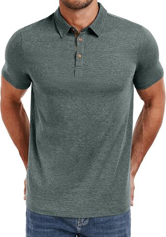 PEGENO Mens Polo Shirts Short Sleeve Casual Cotton Golf Shirts Performance Polo Shirts for Men in Saudi Arabia