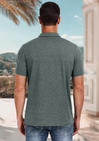 PEGENO Mens Polo Shirts Short Sleeve Casual Cotton Golf Shirts Performance Polo Shirts for Men in Saudi Arabia