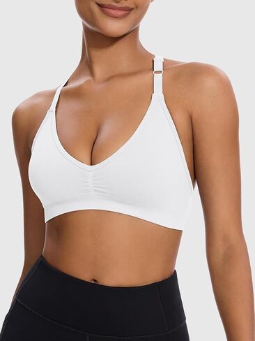 V-Neck Halter Sports Bras for Women 3Pack ، وأشرطة متقاطعة قابلة للتعديل ، ودعم متوسطة التأثير لـ Yoga Gym Wear Daily Wear in Kuwait