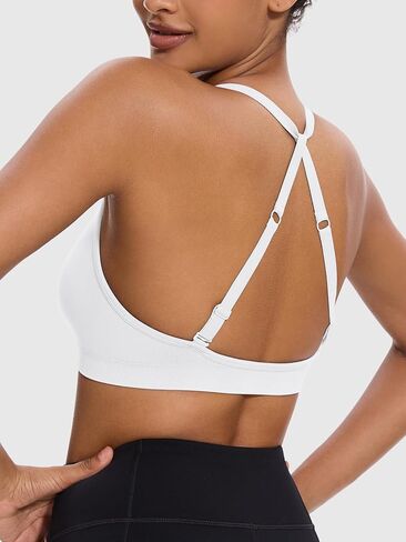 V-Neck Halter Sports Bras for Women 3Pack ، وأشرطة متقاطعة قابلة للتعديل ، ودعم متوسطة التأثير لـ Yoga Gym Wear Daily Wear in Kuwait