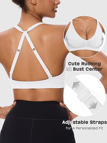 V-Neck Halter Sports Bras for Women 3Pack ، وأشرطة متقاطعة قابلة للتعديل ، ودعم متوسطة التأثير لـ Yoga Gym Wear Daily Wear in Kuwait