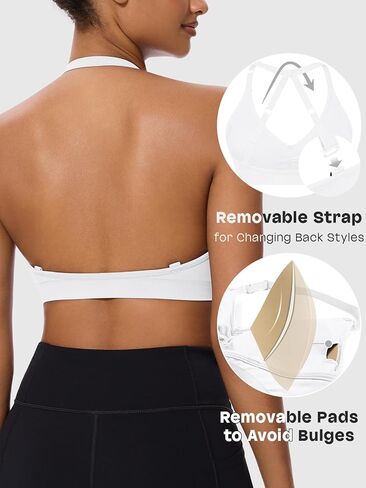 V-Neck Halter Sports Bras for Women 3Pack ، وأشرطة متقاطعة قابلة للتعديل ، ودعم متوسطة التأثير لـ Yoga Gym Wear Daily Wear in Kuwait