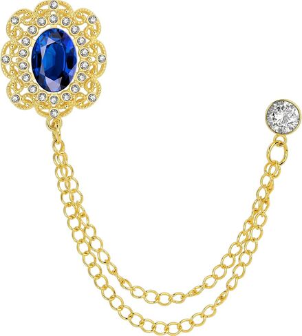 Fashion Gold Brooch for Men Suit,Oval Crystal lapel Pin Jewelry, Mens Suit Accessories Suitable for Wearing on Business,Father's Day,Birthday,Wedding,Party. in Saudi Arabia