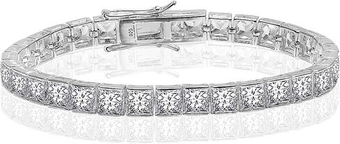 LeCalla 925 Sterling Silver CZ Classic Tennis Bracelet | Silver Tennis Bracelets for Women | Crystal Bracelet Women's Wedding Birthday Trendy Jewelry Gifts in Kuwait