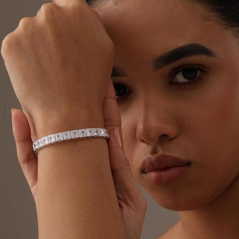 LeCalla 925 Sterling Silver CZ Classic Tennis Bracelet | Silver Tennis Bracelets for Women | Crystal Bracelet Women's Wedding Birthday Trendy Jewelry Gifts in Kuwait