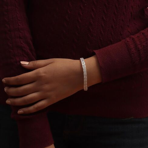 LeCalla 925 Sterling Silver CZ Classic Tennis Bracelet | Silver Tennis Bracelets for Women | Crystal Bracelet Women's Wedding Birthday Trendy Jewelry Gifts in Kuwait