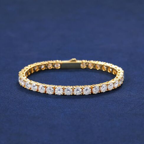 سوار التنس المطلي بالذهب Lulu Mel 18K للنساء للنساء ، 3/4/5 ملم ICED Out 5A Zirconia Classic Classic Tennis Bracelet in Kuwait