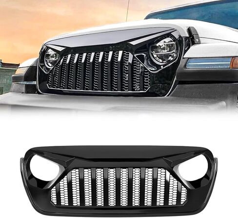 Front Vader Grille Compatible with 2018-2025 Jeep Wrangler JL & 2020-2025 Gladiator JT w/o TrailCam (White Black) in Saudi Arabia