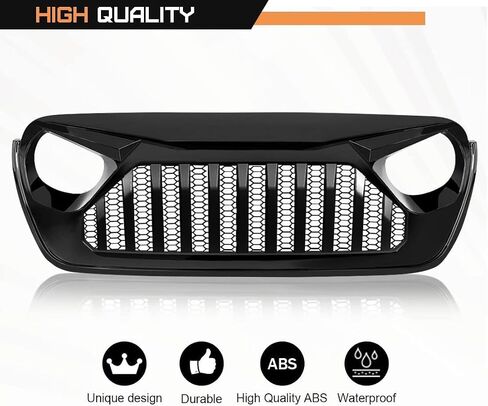 Front Vader Grille Compatible with 2018-2025 Jeep Wrangler JL & 2020-2025 Gladiator JT w/o TrailCam (White Black) in Saudi Arabia