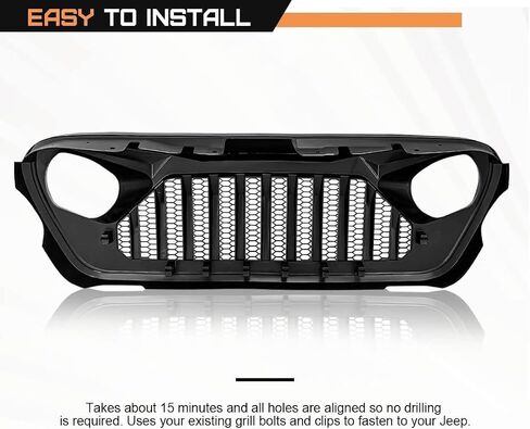 Front Vader Grille Compatible with 2018-2025 Jeep Wrangler JL & 2020-2025 Gladiator JT w/o TrailCam (White Black) in Saudi Arabia