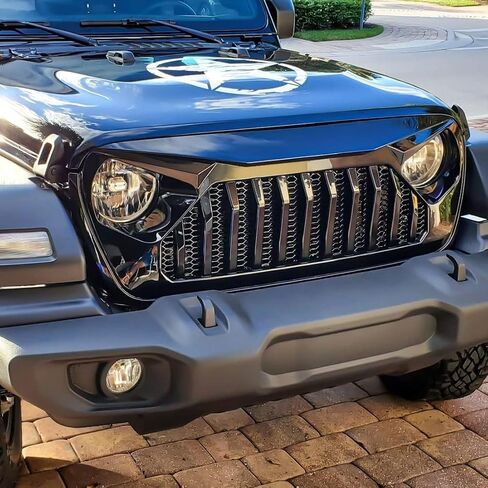 Front Vader Grille Compatible with 2018-2025 Jeep Wrangler JL & 2020-2025 Gladiator JT w/o TrailCam (White Black) in Saudi Arabia