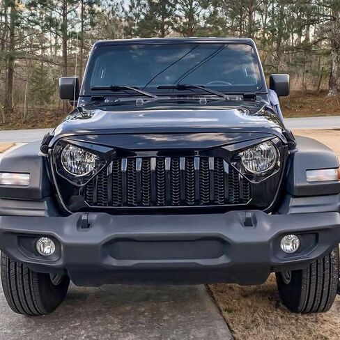 Front Vader Grille Compatible with 2018-2025 Jeep Wrangler JL & 2020-2025 Gladiator JT w/o TrailCam (White Black) in Saudi Arabia