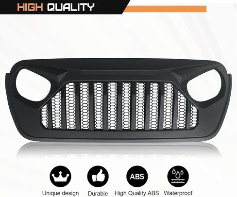 Front Vader Grille Compatible with 2018-2025 Jeep Wrangler JL & 2020-2025 Gladiator JT w/o TrailCam (White Black) in Saudi Arabia