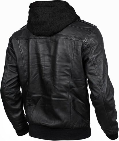 Mens leather jacket Geniune motorcycle Fashion jacket men with removable hood leather jacket for man Leather jacket. in Saudi Arabia