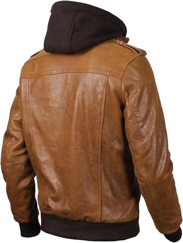 Mens leather jacket Geniune motorcycle Fashion jacket men with removable hood leather jacket for man Leather jacket. in Saudi Arabia