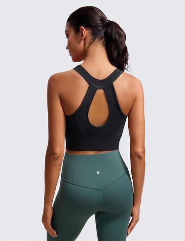 Racerback Padded Sports Bra for Women - Medium Support Zipper Front Workout Bra in Kuwait