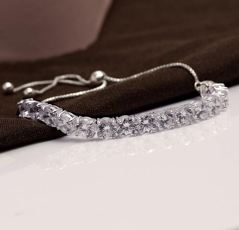 LeCalla 925 Sterling Silver Sliding Bolo Bracelet | Adjustable Beaded Tennis Bracelets for Women | Adjustable Slider Bolo Bracelets Gifts for Her in Saudi Arabia