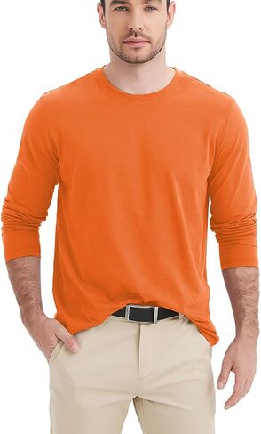 Neyouqe Mens Long Sleeve Tee Tee قمصان قطنية غير رسمية قمصان خريف شتاء قمم عادية للرجال قميص عمل عصري أعلى in Kuwait