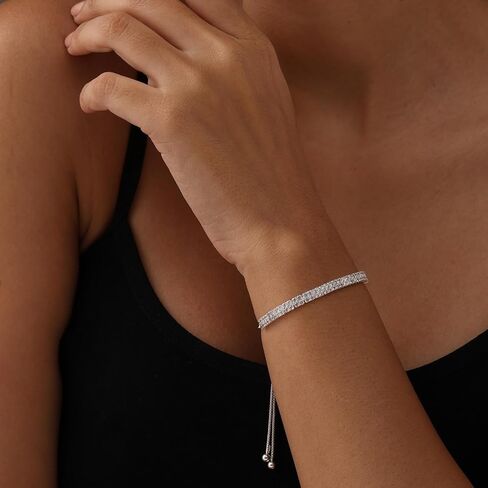 LeCalla 925 Sterling Silver CZ Classic Tennis Bracelet | Silver Tennis Bracelets for Women | Crystal Bracelet Women's Wedding Birthday Trendy Jewelry Gifts in Kuwait