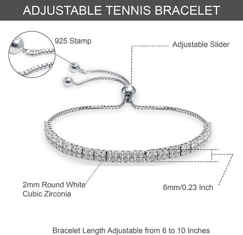 LeCalla 925 Sterling Silver CZ Classic Tennis Bracelet | Silver Tennis Bracelets for Women | Crystal Bracelet Women's Wedding Birthday Trendy Jewelry Gifts in Kuwait