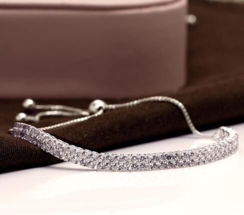 LeCalla 925 Sterling Silver CZ Classic Tennis Bracelet | Silver Tennis Bracelets for Women | Crystal Bracelet Women's Wedding Birthday Trendy Jewelry Gifts in Kuwait