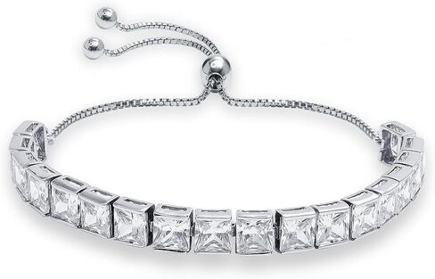 LeCalla 925 Sterling Silver CZ Classic Tennis Bracelet | Silver Tennis Bracelets for Women | Crystal Bracelet Women's Wedding Birthday Trendy Jewelry Gifts in Kuwait